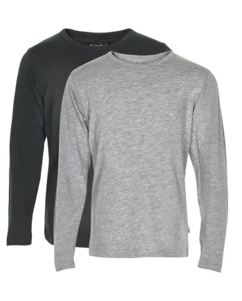 Langærmede T-shirts 2-pak i grå nuancer til børn