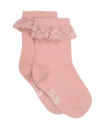 Ankelstrømper med blonde - Dusty Rose til børn