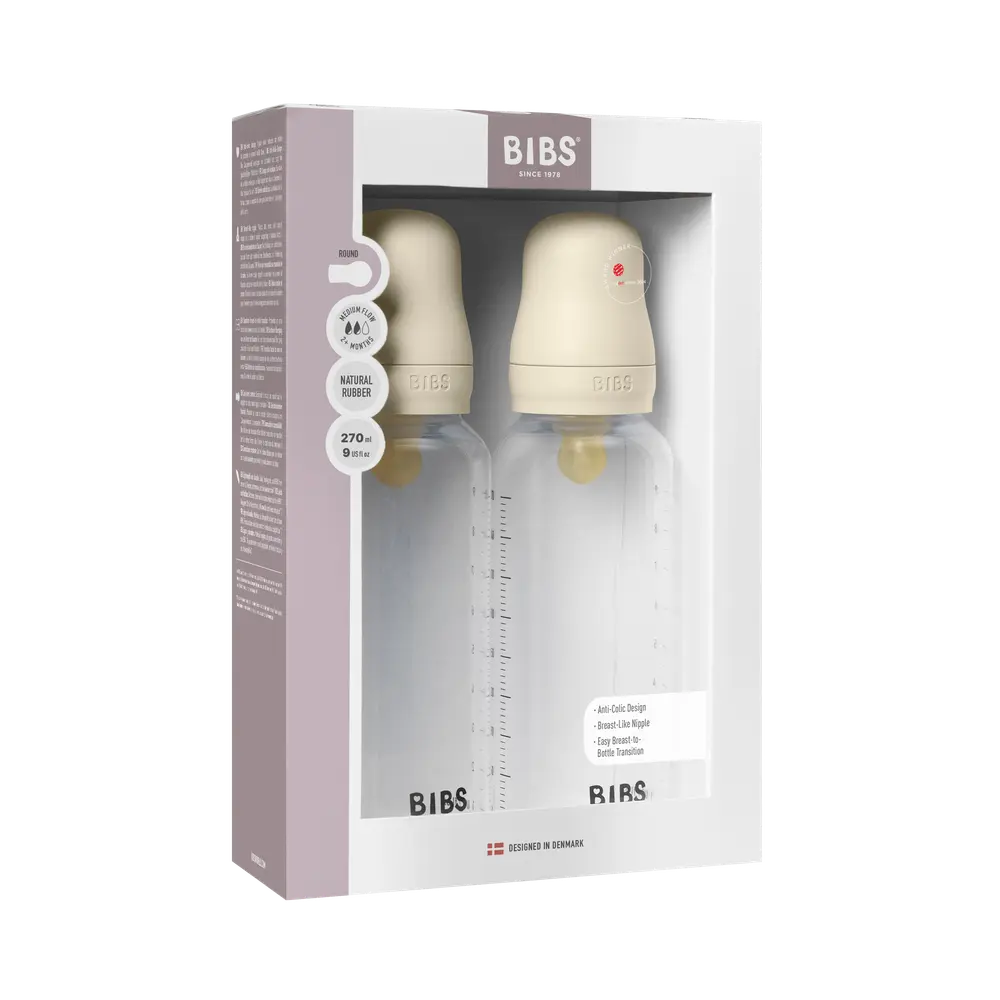 Bibs Babyflaske i latex 270 ml – Elegant Ivory til babyer