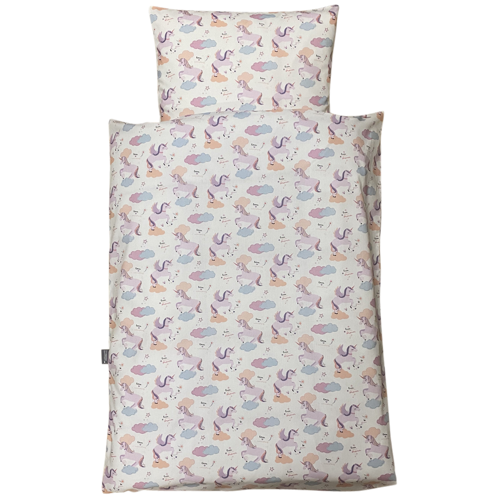Baby Sengelinned Dess 1329 Hvide Unicorns Farver