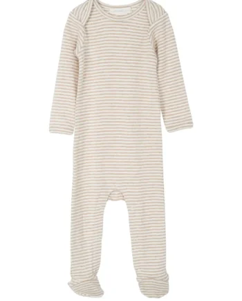 Økologisk Baby Heldragt i Striber - Oatstripe