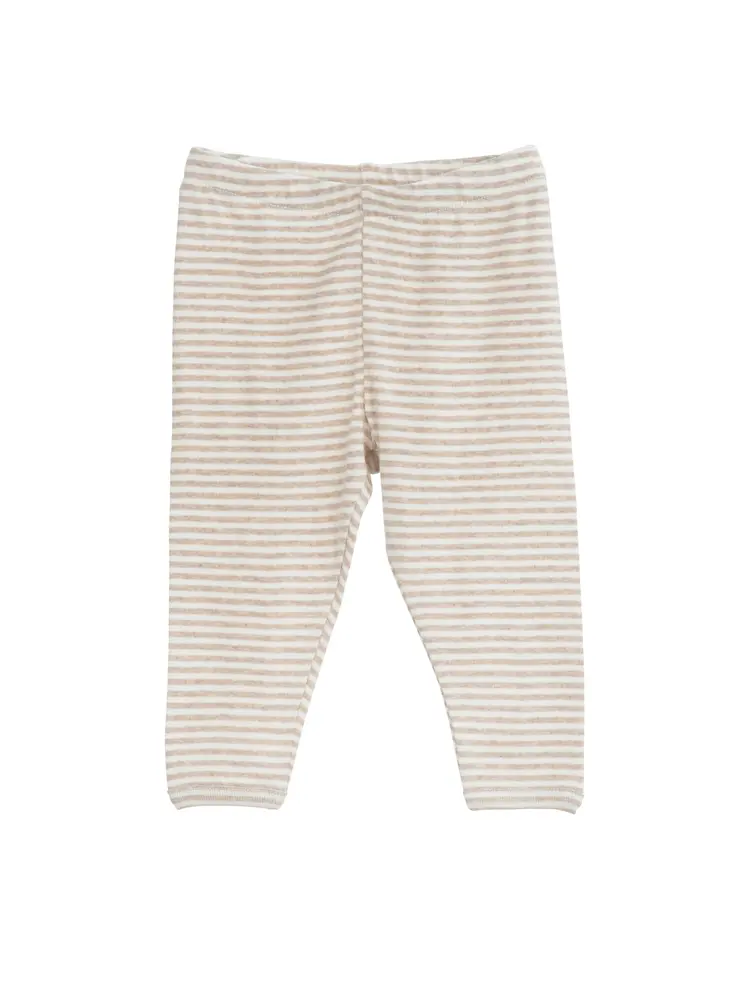 Økologiske Stribede Baby Leggings - Oatstripe 74