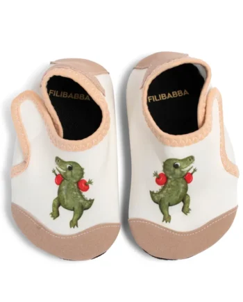 Beige Badesko til Stranden - Dino Beach Print til Børn