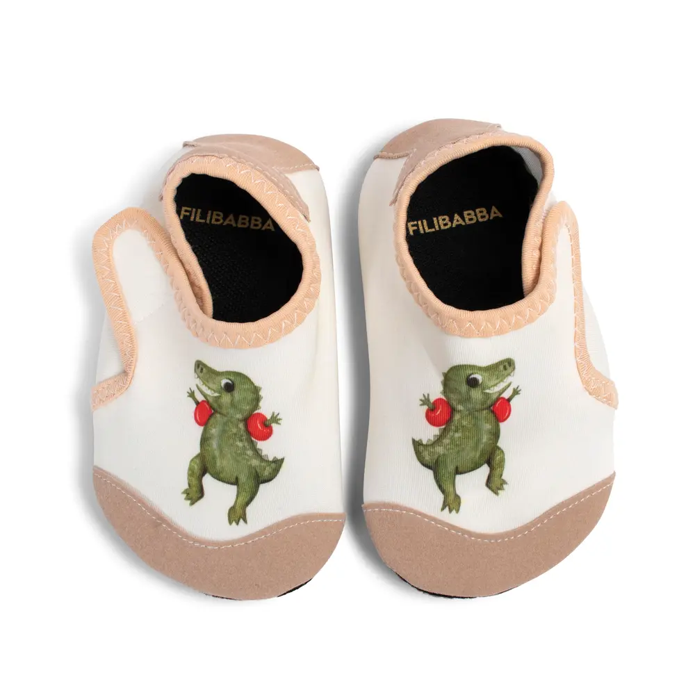 Beige Badesko til Stranden - Dino Beach Print til Børn