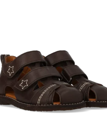Begynder Sandal Med Velcro - Mørkebrun Tilbud!