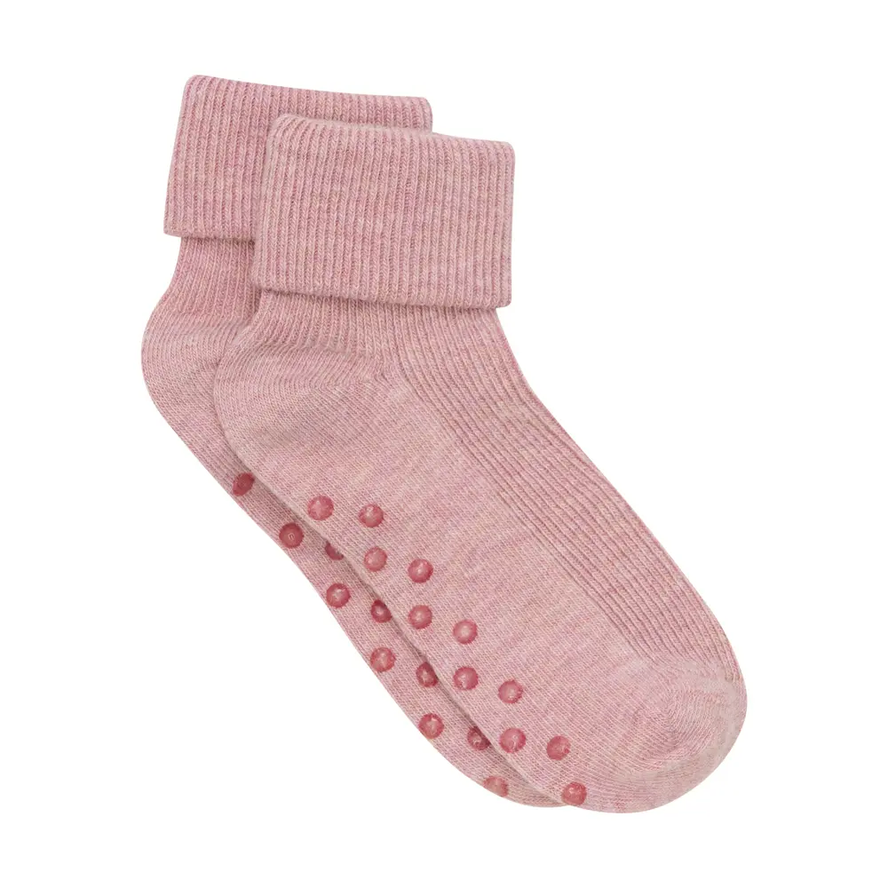 Skridsikre Baby Rib Sokker - Shadow Gray Melange