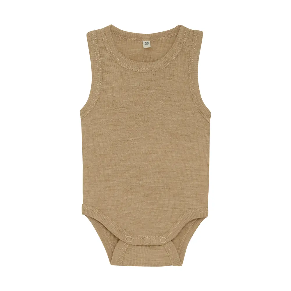 Uld Body Uden Ærmer - Light Camel Melange fra Bekids