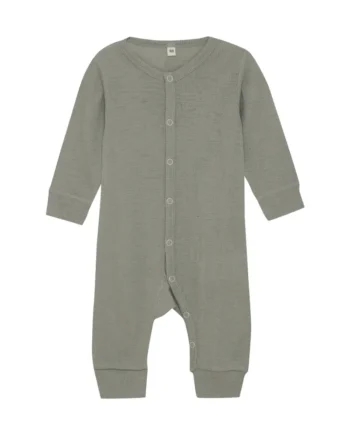 Uld Jumpsuit i Forest Fog Melange fra Bekids - Udsalg!