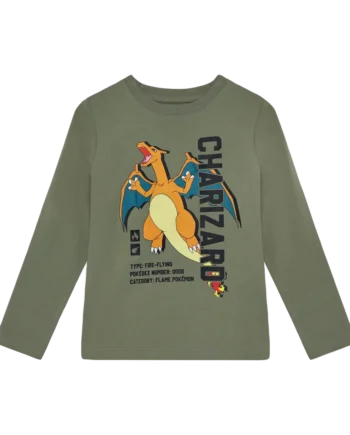 Pokémon Drageprint Bluse i Olivengrøn - Must-have til Børn