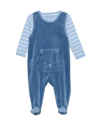 Langærmet Velour Romper i Blue Fushion fra Fixoni
