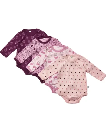 Bodystocking Pakke - 4 stk. Langærmet i Lilac til Børn
