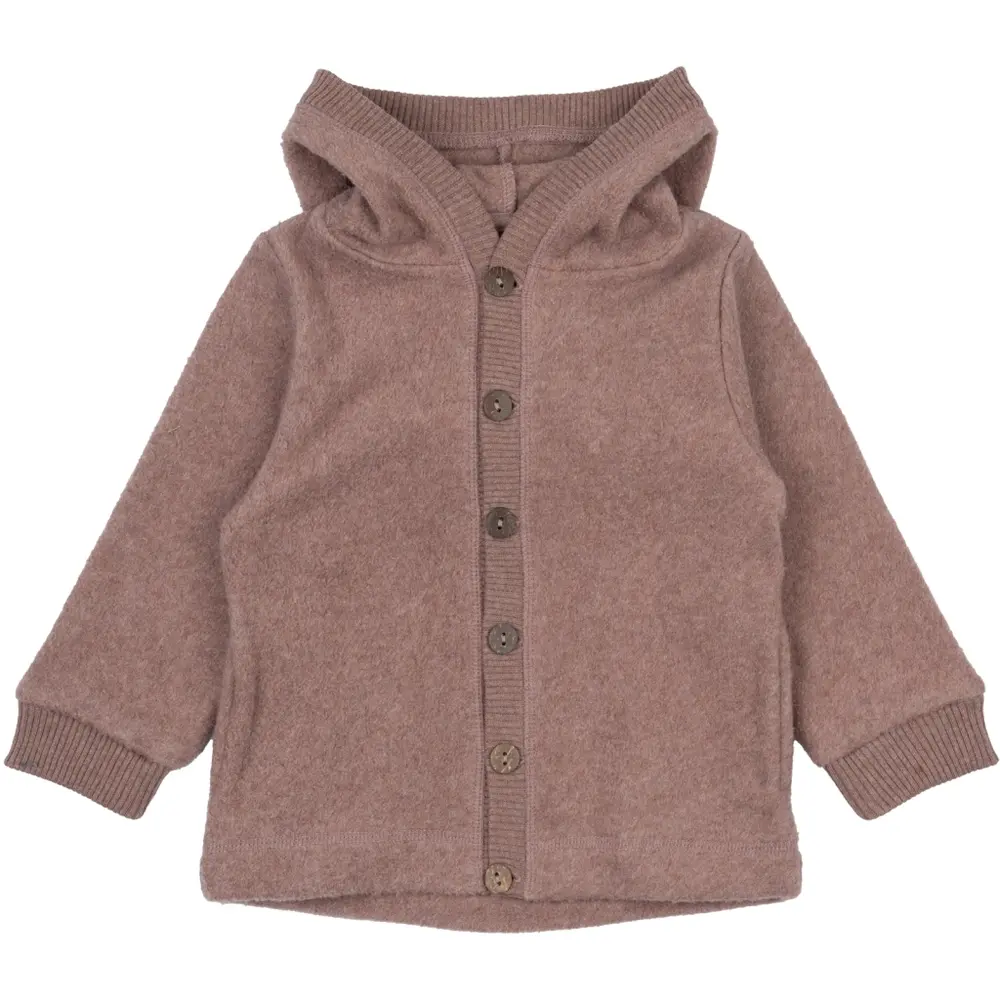 Bomuldsfleece Cardigan med Hætte - Burlwoodme Udsalg!