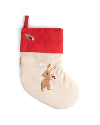 Broderet Jule Sok - Wonderful Winter Hare fra Filibabba