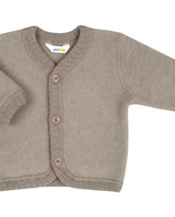 Kraftig brun merinould cardigan til børn - Joha 15587