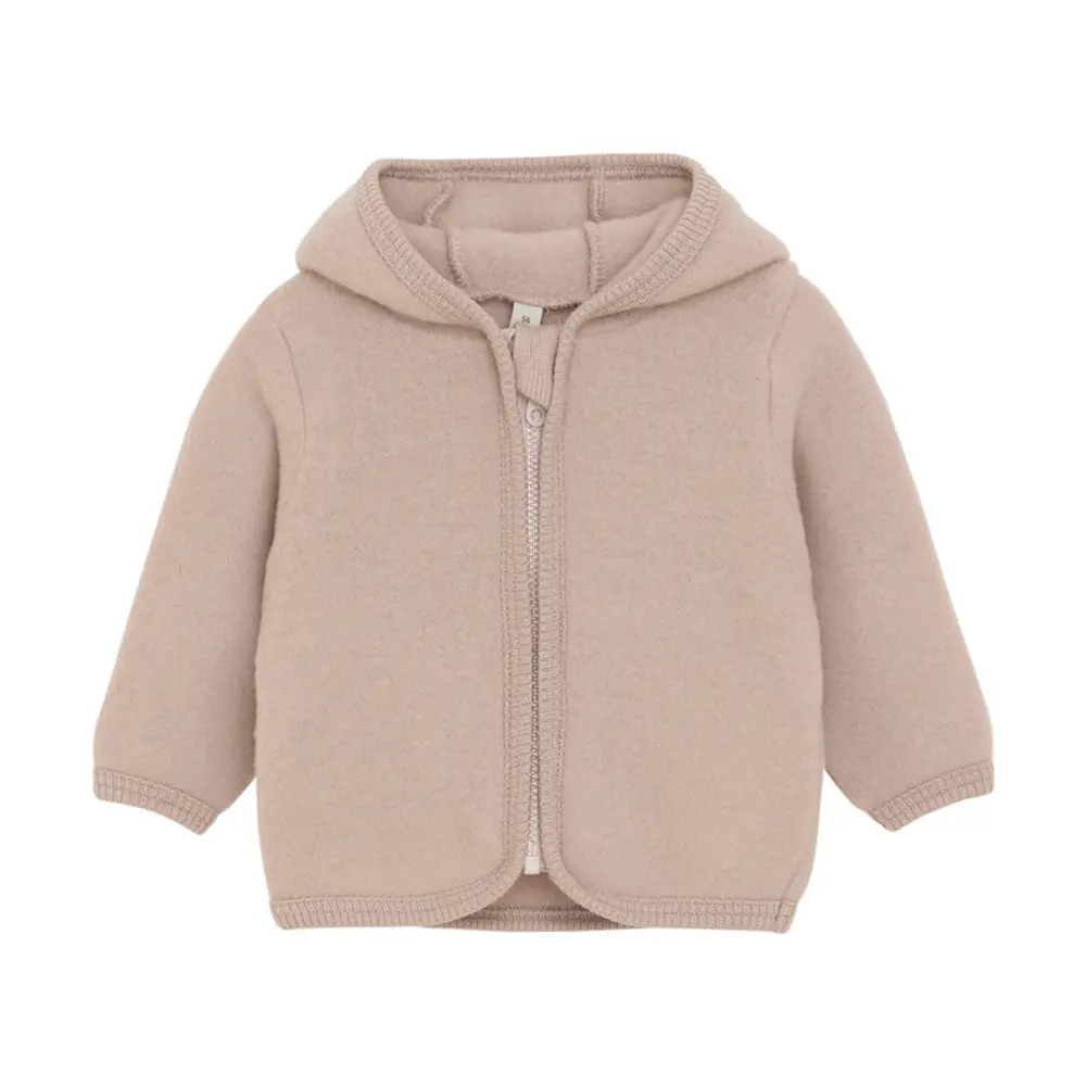 Sød cardigan med bamseører i uldfleece - Mahogany Rose