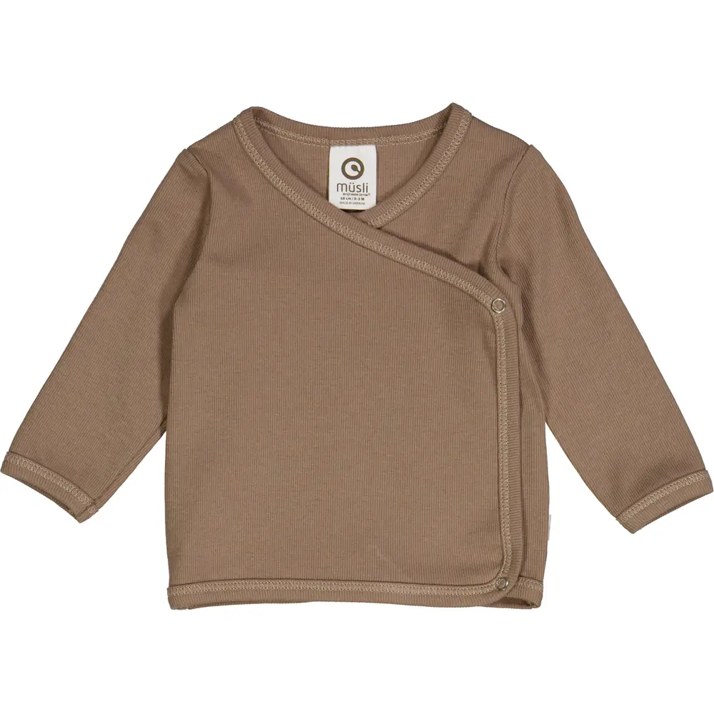 Blød baby cardigan i valnød – Müsli Cardigan Walnut 62