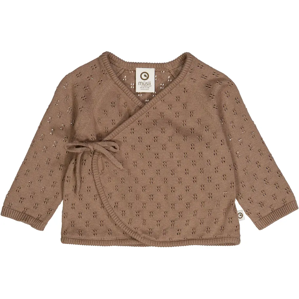 Blød baby cardigan i valnød - Müsli