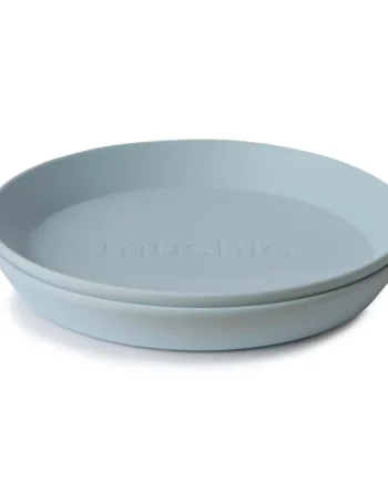 Rund Middagstallerken i Pulverblå fra Mushie - Elegant Design