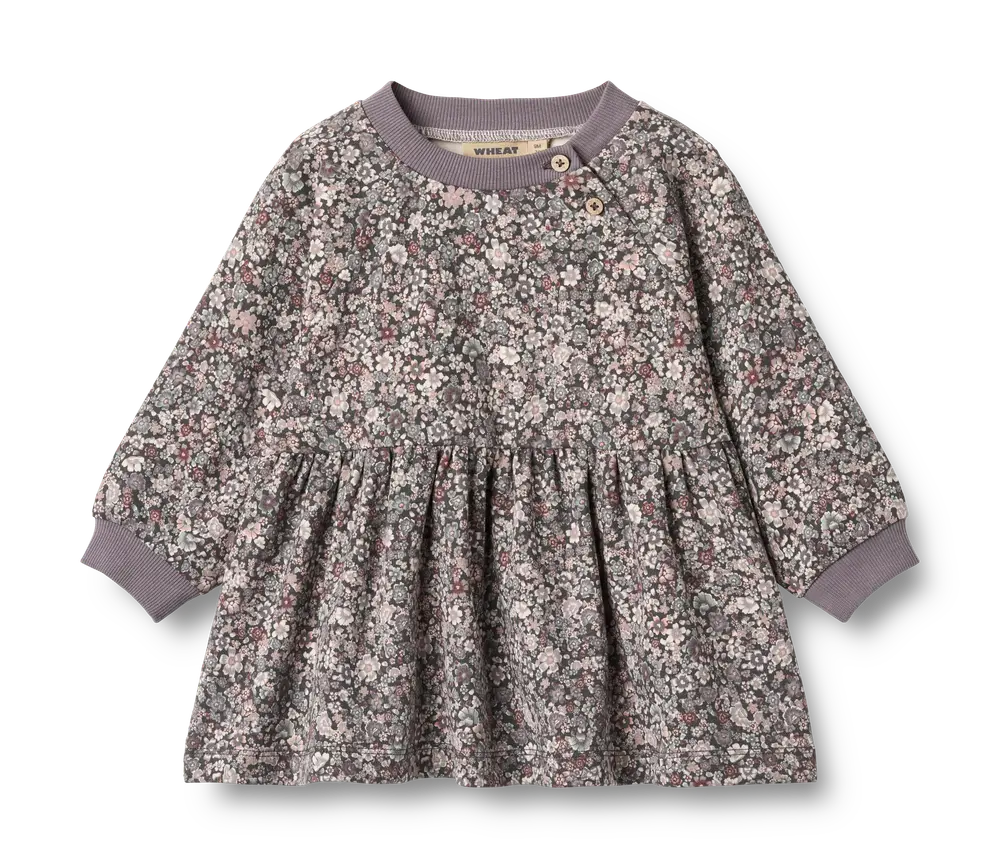 Dorthea Jersey Kjole - Lilla Blomster til Børn