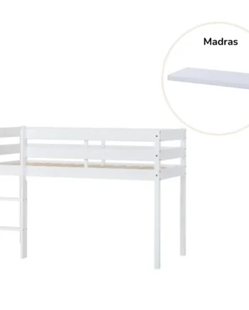 Øko Komfort Halvhøj Seng med Madras – Hvid 70x160 cm