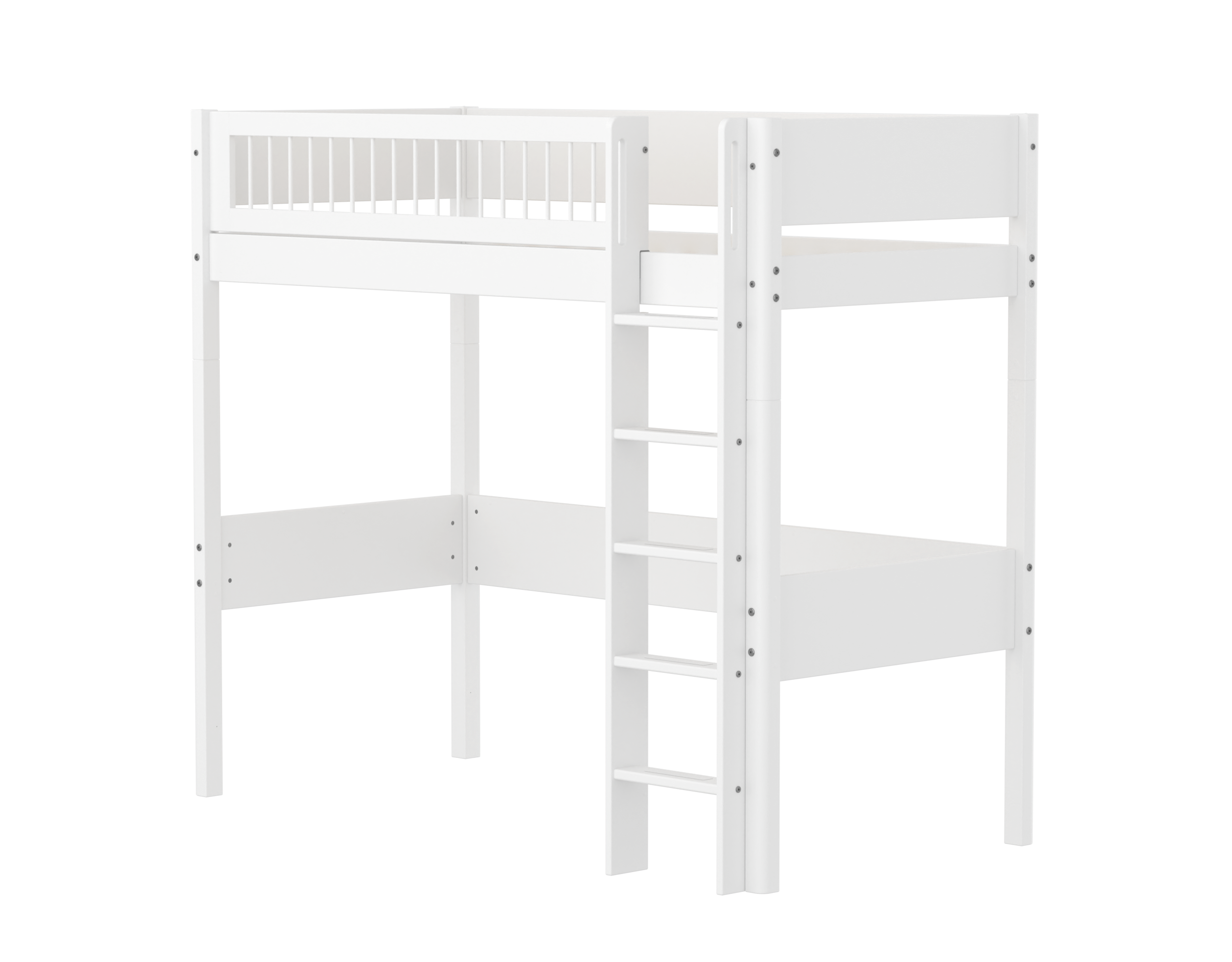 Flexa White Højseng  184 Cm Med Stige Og Crossbar Sengehest  90x200 Cm- Hvid