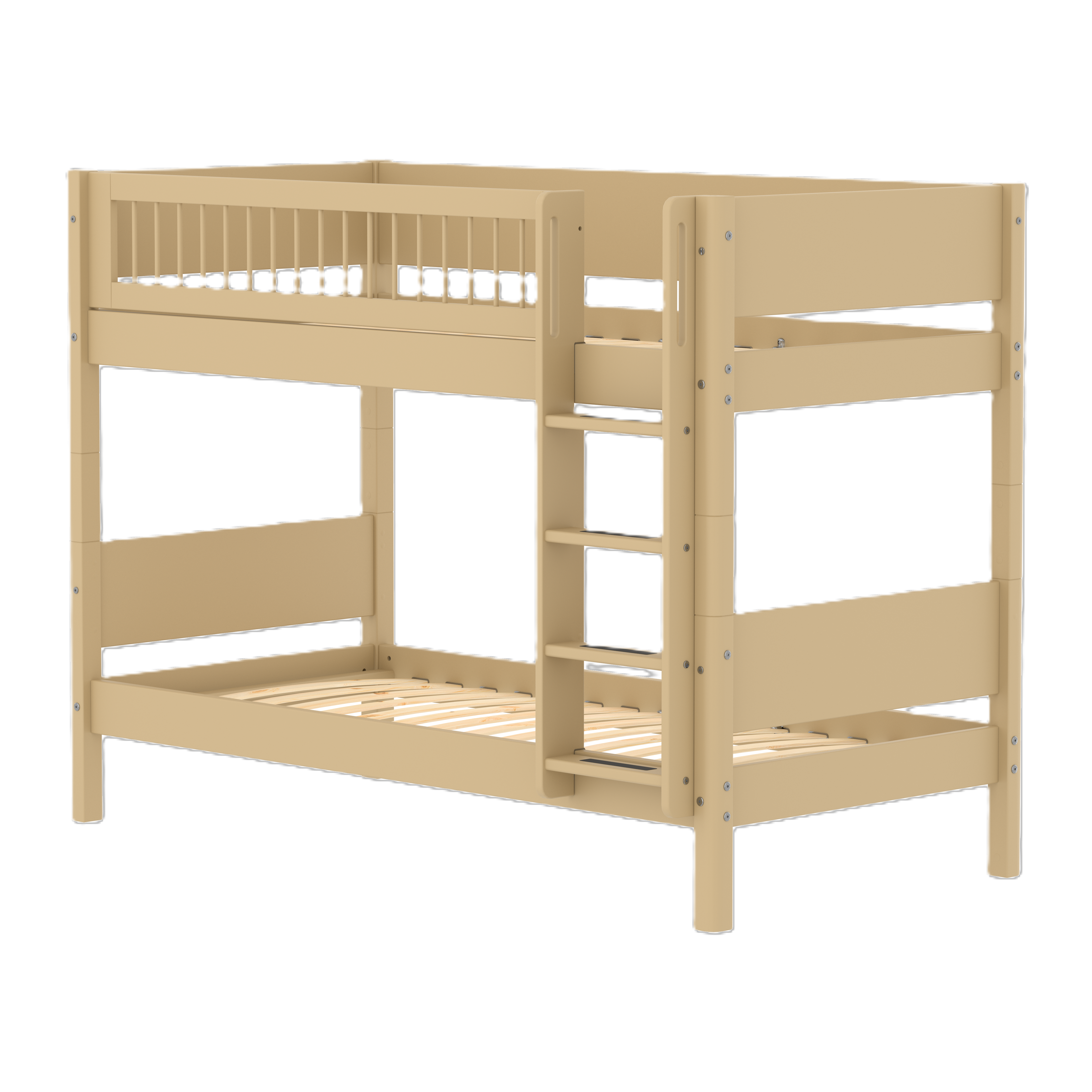 Flexa White Køjeseng 154 Cm Med Stige Og Crossbar Sengehest  90x200 Cm- Sand
