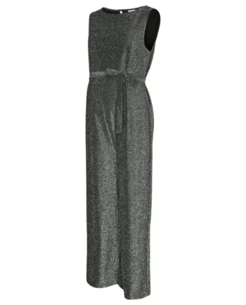 Glam Kortærmet Jumpsuit til Gravide - Sort Glitter