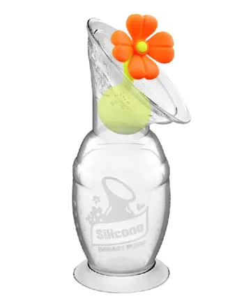 Haakaa Brystpumpe 100ml med Blomsterstopper – Orange Tilbud!