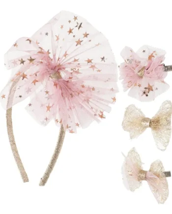 Glitrende hårbøjle sæt i rosa - perfekt til fest!