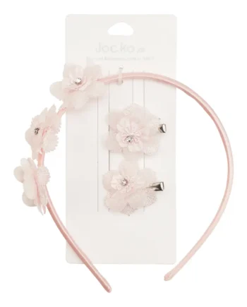 Hvidt Hårpyntsæt med Diadem og Blomsterspænder
