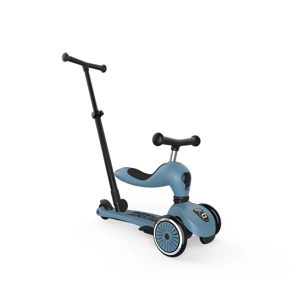 Highwaykick Push Go Steel – Løbecykel med Skubbehåndtag