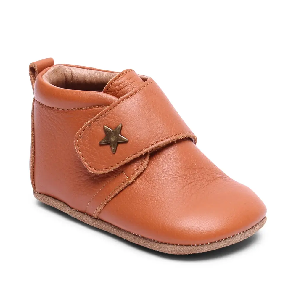 Komfortable Velcro Hjemmesko til Små Fødder – Cognac