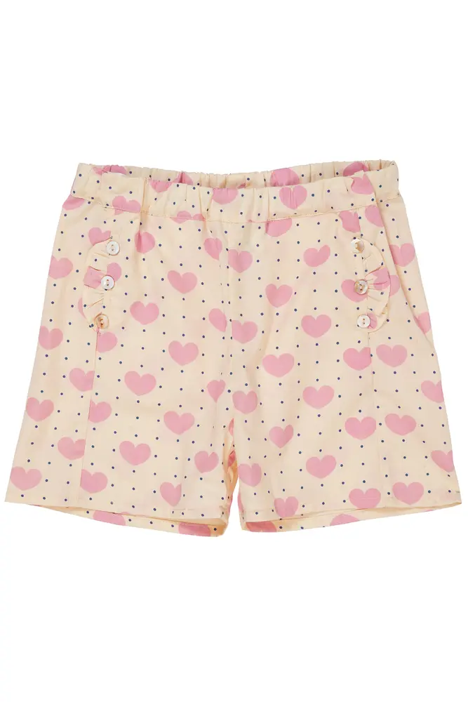 Hjerte Shorts med Flæse Lommer - Sødt Sommerlook!