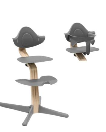 Højstol i Bøg - Natural Grey med Babysæt på tilbud!