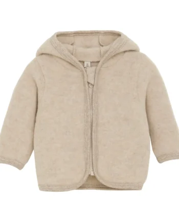 Huttelihut Uldfleece Jakke med Ører - Camel Melange