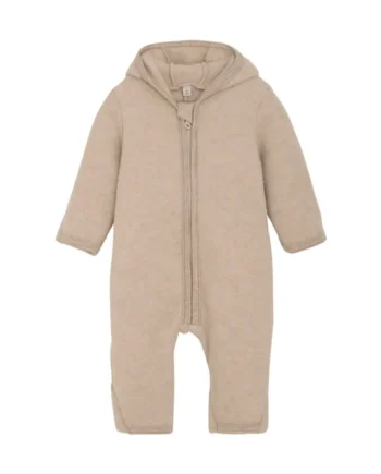 Uldfleece Køredragt med Ører - Camel Melange til Børn