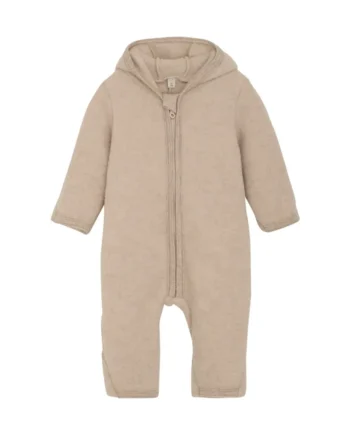 Køredragt med Ører i Uldfleece - Camel Melange fra Huttelihut