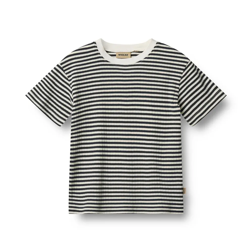 Klassisk stribet T-shirt til børn fra Wheat - perfekt til sommer!