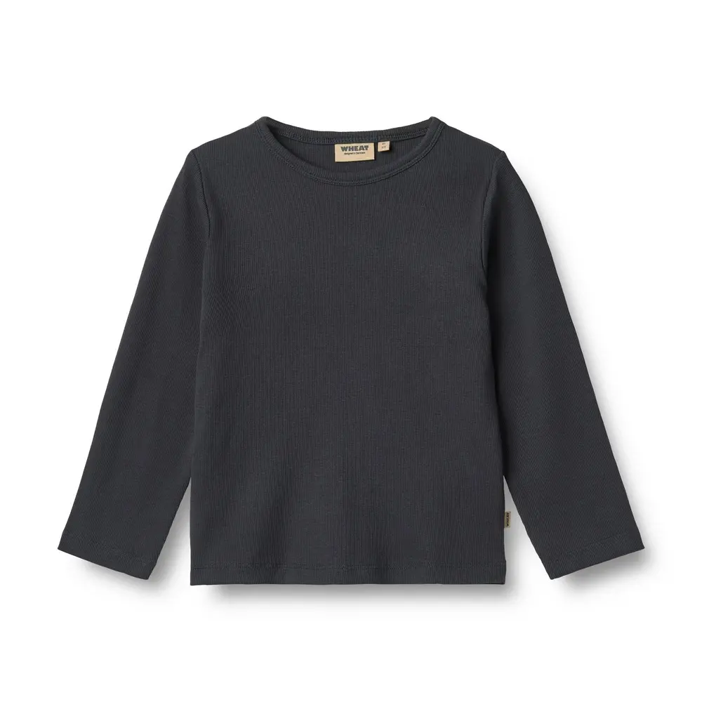 Økologisk Langærmet Rib T-shirt til Børn - Wheat