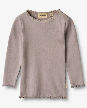 Langærmet T-shirt Rib Lace fra Wheat – Udsalg!