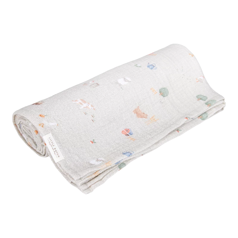 Little Dutch Svøb 120x120 Muslin - Little Farm Kæde Tilbud