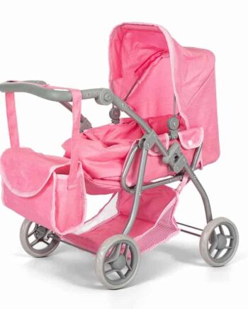 Mamamemo Dukkevogn med Lift i Pink - Fantastisk Legetøj