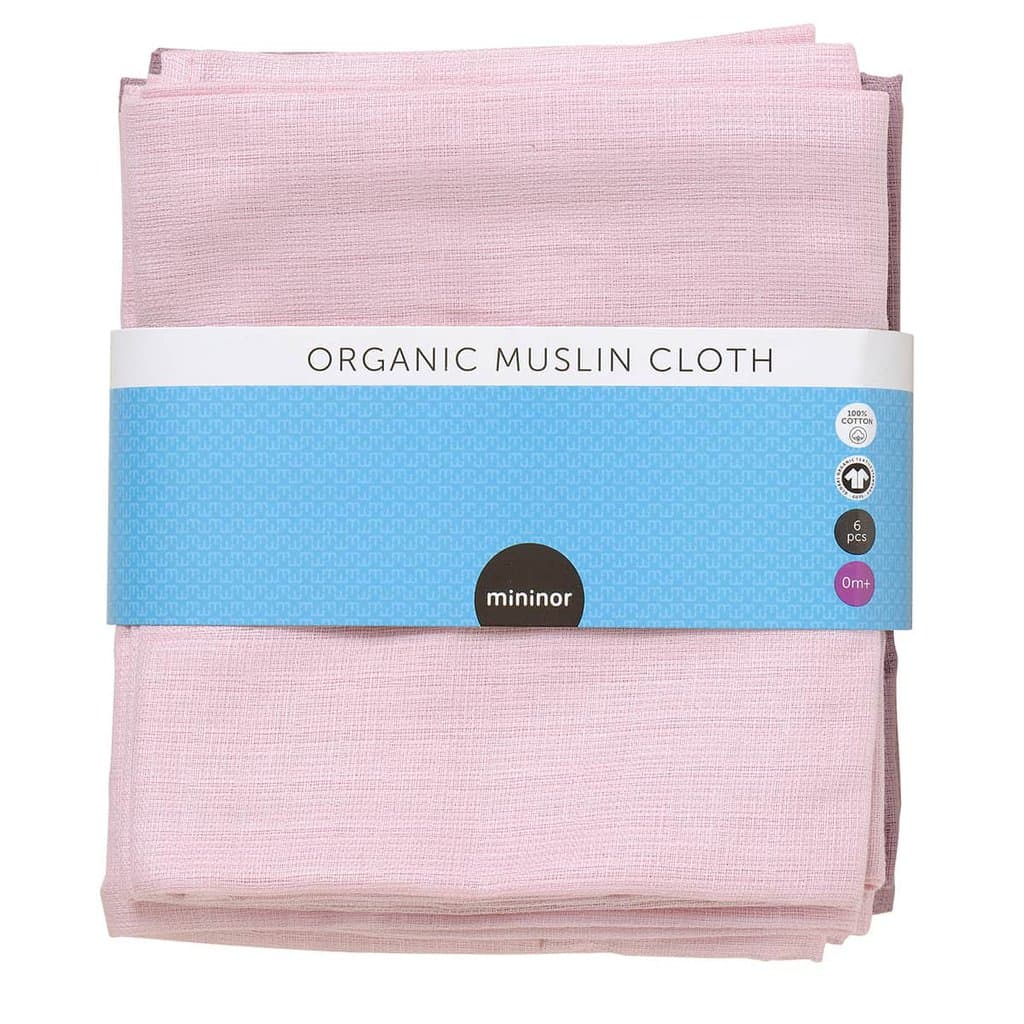Mininor Økologiske Stofbleer - 6 stk. i Rosa og Lilla
