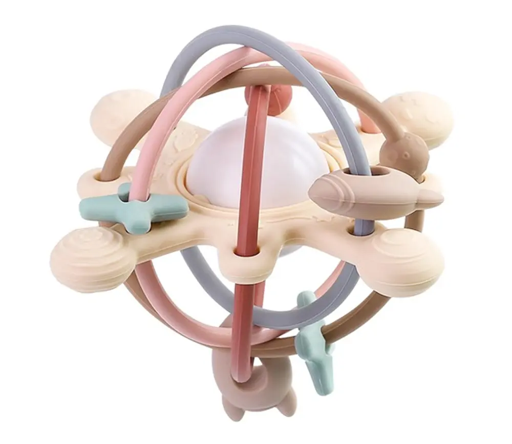 Sensorisk Silikonelegetøj med Raslekugle - Mørk Multi Toy