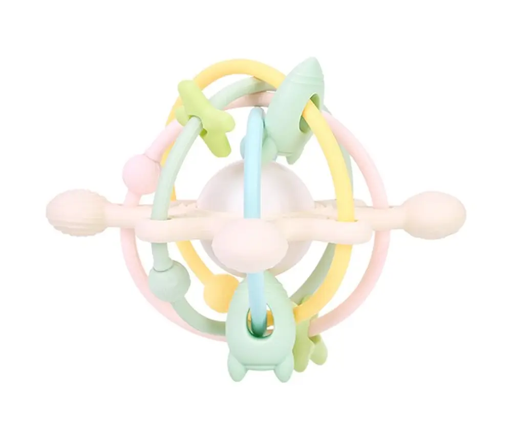 Pastel Silikonelegetøj med Raslekugle - Fantastisk Sanseleg