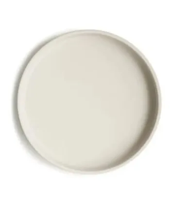 Mushie Skridsikker Silikone Tallerken i Ivory - Elegant Design