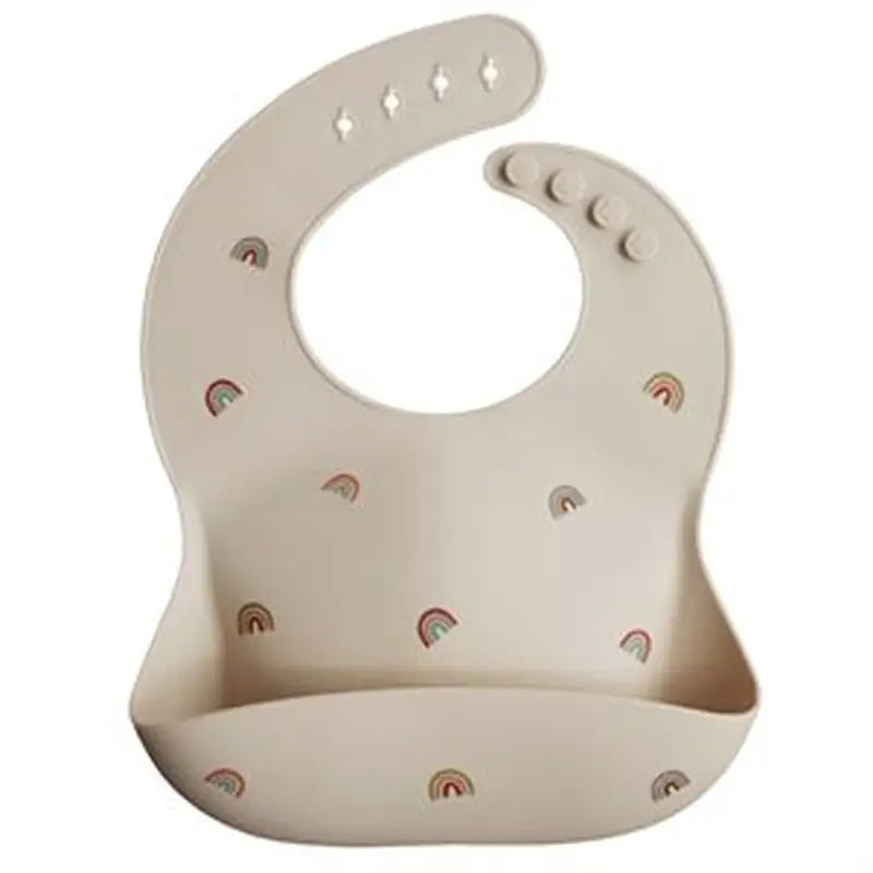 Mushie Silikone Hagesmæk i Rainbow Design – Elegant Måltidshjælp