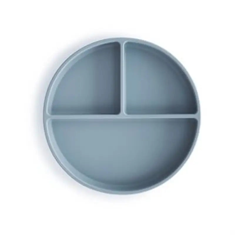 Mushie Skridsikker Silikone Tallerken - Tredelt i Powder Blue