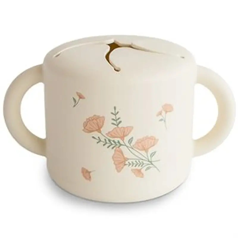 Mushie Snackkop i Pink Blomster - Ideel til Snacks!