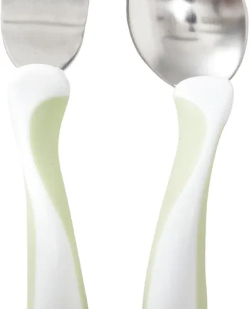Min Første Gaffel og Ske i Mint - Ergonomisk Bestik til Børn